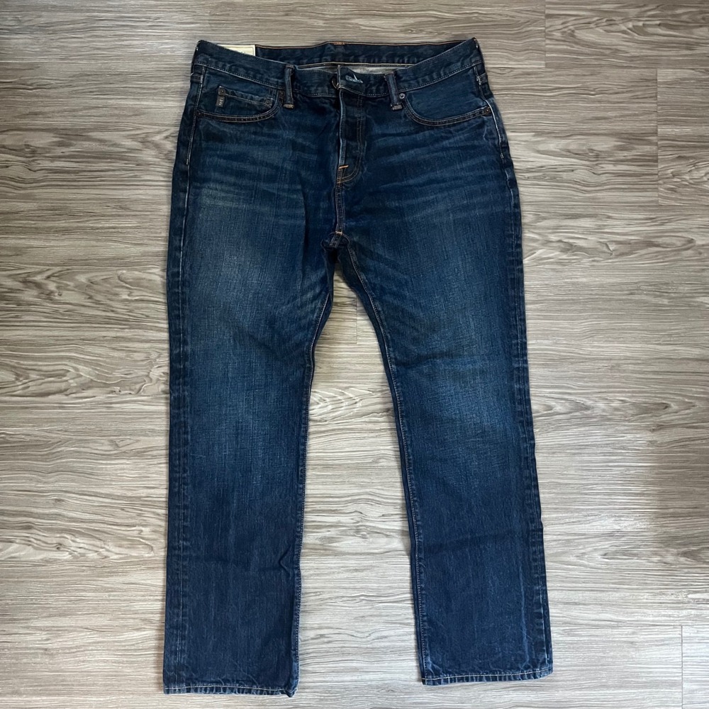 Abercrombie & Fitch Classic Straight Jeans Mens 36x32 Dark Wash Button Fly Denim